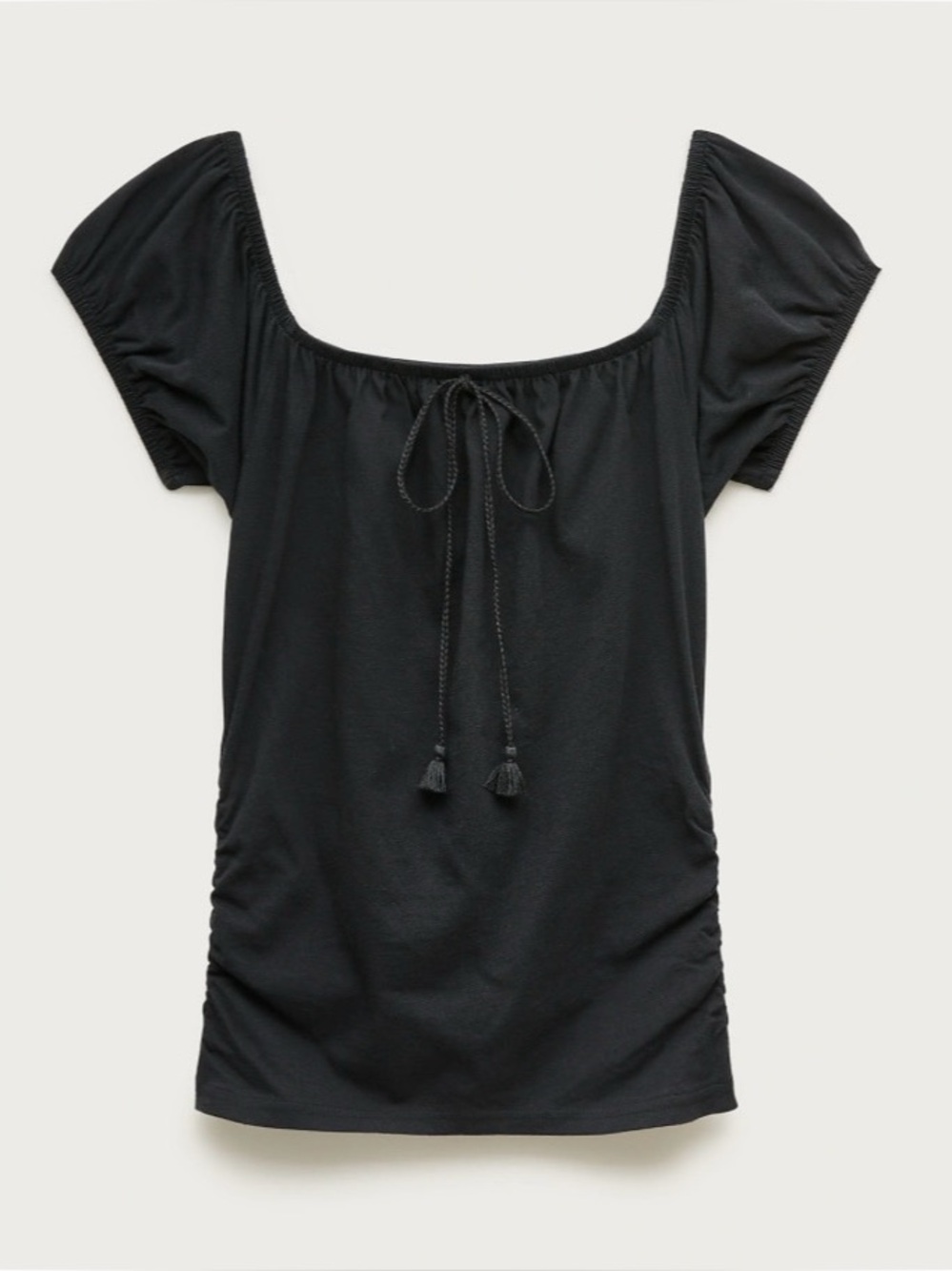 NWT J. Crew Vintage Jersey Ruched Tie-front Top Black